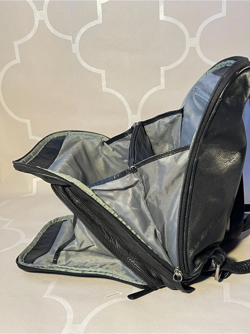 Osgoode Marley Soft Black Leather Organizer Backpack RFID Travel Work Purse